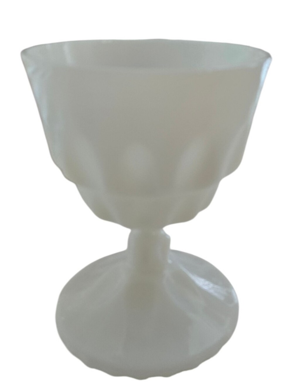 Vintage White Milk Glass Pedestal Goblet Scalloped Paneled Compote Vase - Picture 2 of 6